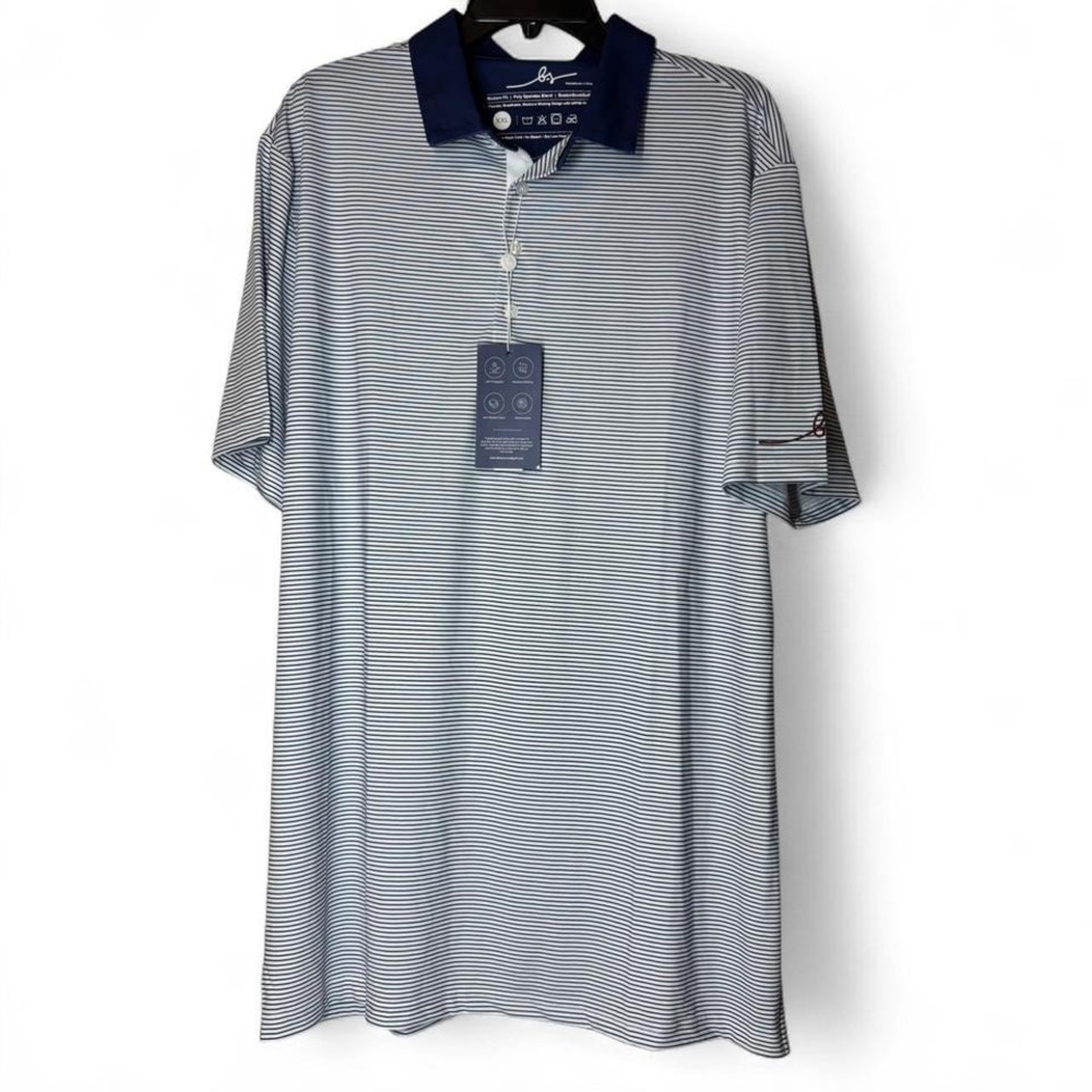 Boston Scott Golf Polo Shirt Mens Small Blue White Stripe Preppy Office Outdoor‎